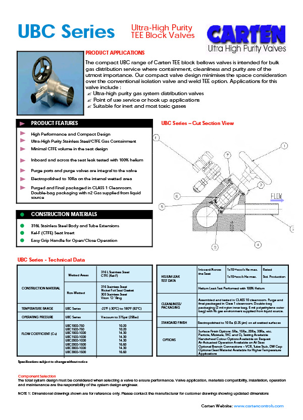 Tee Block Valves - UBC Series Ultra-High Purity TEE Block Valves